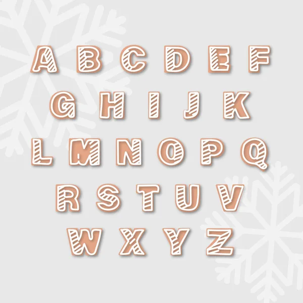 字体姜饼饼干字母表 新年排字曲奇饼集插图 — 图库矢量图片