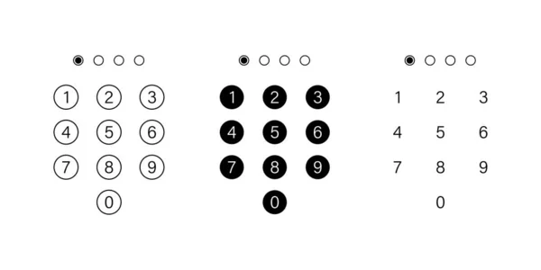 Pascode Toetsenbord Collectie Pincode Veiligheidsverificatie Passeren Input Veld — Stockvector