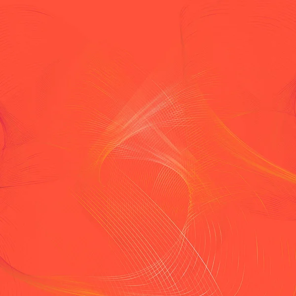 Jasně Oranžové Abstraktní Pozadí Chaoticky Uspořádané Tenké Bílé Linky — Stockový vektor