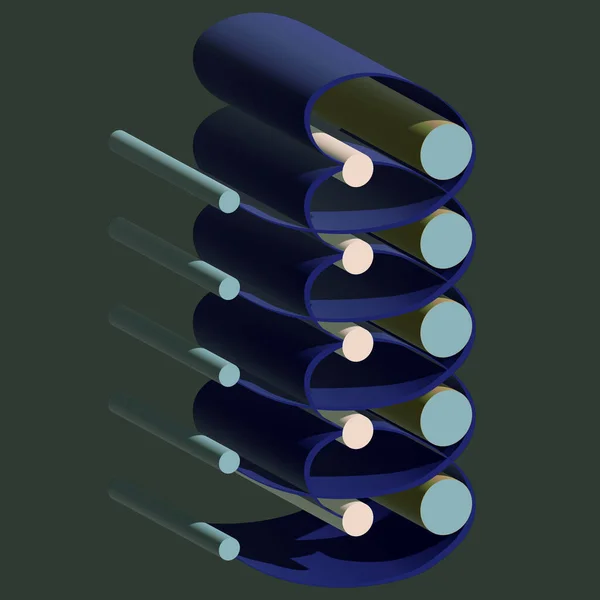 Plusieurs Figures Cylindriques Couleur Tridimensionnelle Boucles — Image vectorielle