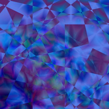 Düzensiz şekilli pek çok elementin parlak arka planı, çok renkli cam parçalarına benziyor. 3d.