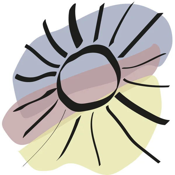 Abstrakt Bild Solen Ritad Med Författarens Borste Och Färgade Släta — Stock vektor