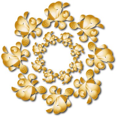 Birçok sarı-beyaz gradienton elementinin soyut bir arkaplanı daire 3D şeklinde düzenlenmiştir.