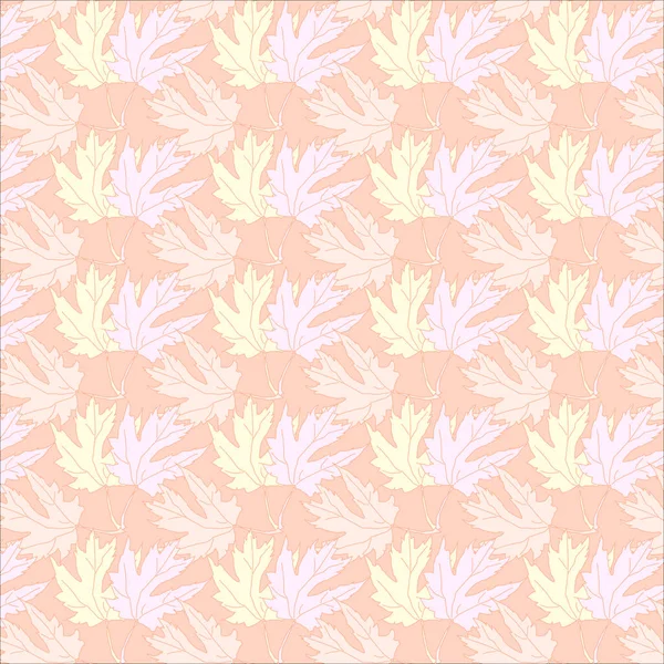 Bright Maple Leaves Arranged Rows Coral Background — Vetor de Stock