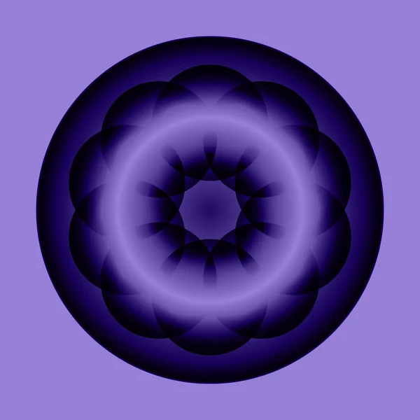 Bright Circle Ornament Dark Blue Color Glowing Purple Background — Vetor de Stock