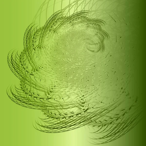 Fond Vert Abstrait Nombreux Éléments Tourbillonnant Comme Vortex — Image vectorielle
