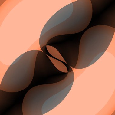 Çapraz konum düz kahverengi şeftali elementlerin garip soyut figür, dizayn 3d için.