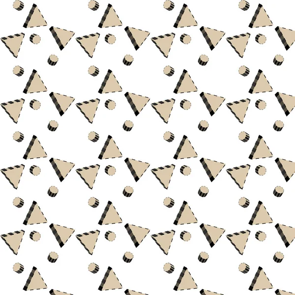 Trojrozměrné Trojúhelníky Válce Béžové Barvy Vytvářejí Vzor Bílém Pozadí — Stockový vektor