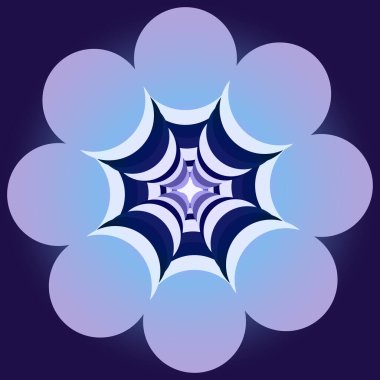 Farklı renklerdeki üç boyutlu şekiller mavi arka plan 33d üzerindeki bir dairede düzenlenir..