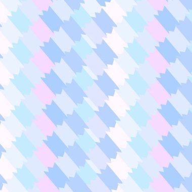 Soyut pembe, beyaz, mavimsi şekiller çapraz olarak dizilmiş 3D