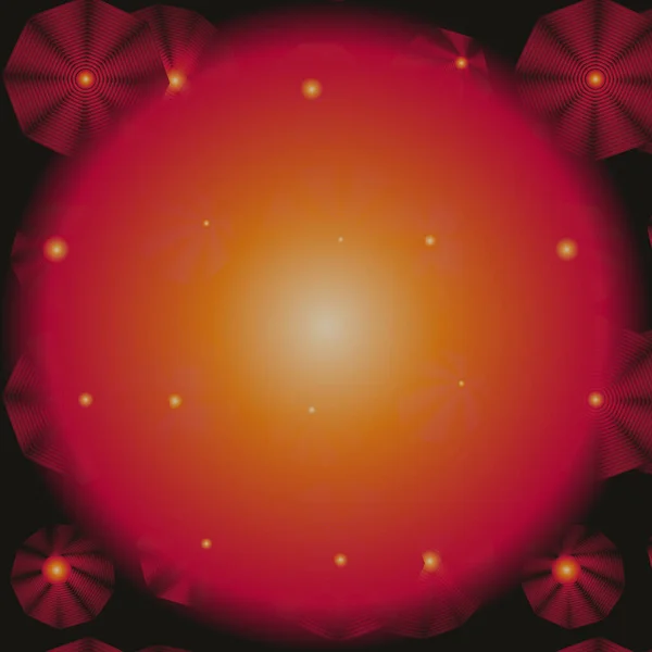 Яркий Рисунок Большого Круга Небольших Круглых Элементов Красного Цвета Черном — стоковый вектор