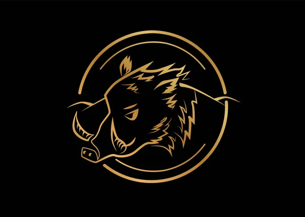 Logo Het Thema Everzwijn Zwart Wit — Stockvector