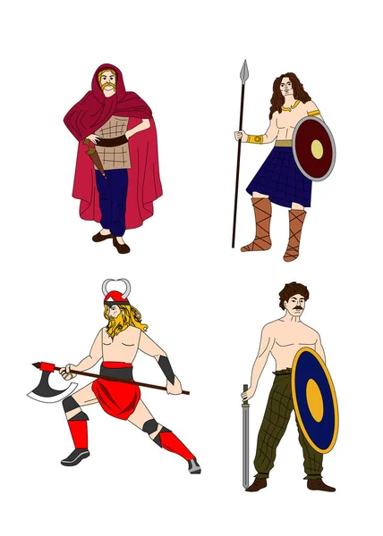 Illustration Comic Stil Mit Einer Reihe Von Porträts Römischer Legionäre — Stockvektor