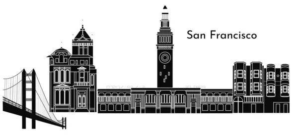 Illustration Style Flat Design Sur Thème San Francisco — Image vectorielle