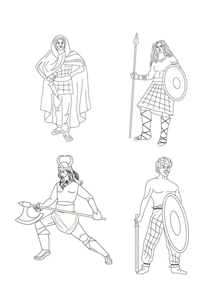 Illustration Comic Stil Mit Einer Reihe Von Porträts Römischer Legionäre — Stockvektor