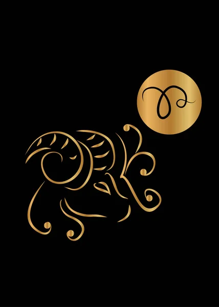 Illustration Zodiac Sign Gold Color — Stock Vector