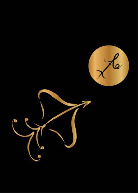 Resim, altın rengi burç işareti..