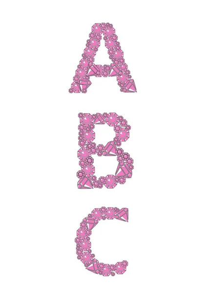 Set Letters Glamour Pink Graphic Style — Stockvektor