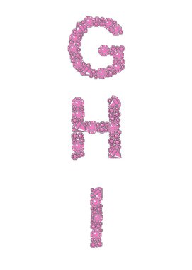 Cazip pembe grafik biçiminde harf dizisi 