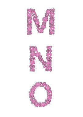 Cazip pembe grafik biçiminde harf dizisi 