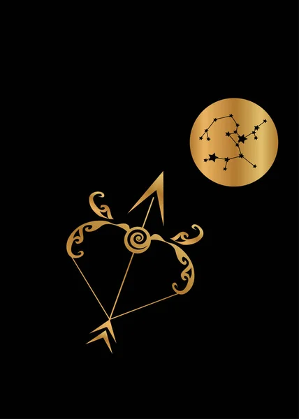 Ilustración Signo Del Zodíaco Color Negro Dorado — Archivo Imágenes Vectoriales
