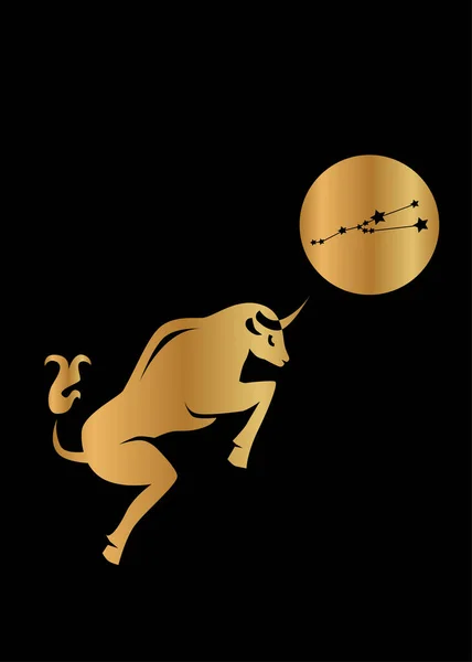 Ilustracja Znak Zodiaku Kolorze Czarnym Złotym — Wektor stockowy