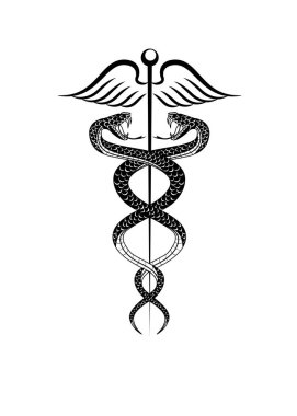 İki yılanlı tıp teması üzerine güzel bir illüstrasyon..