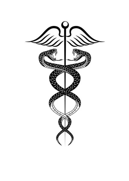 Bella Illustrazione Sul Tema Della Medicina Con Due Serpenti — Vettoriale Stock