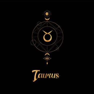 Resim, siyah ve altın rengi burç işareti..