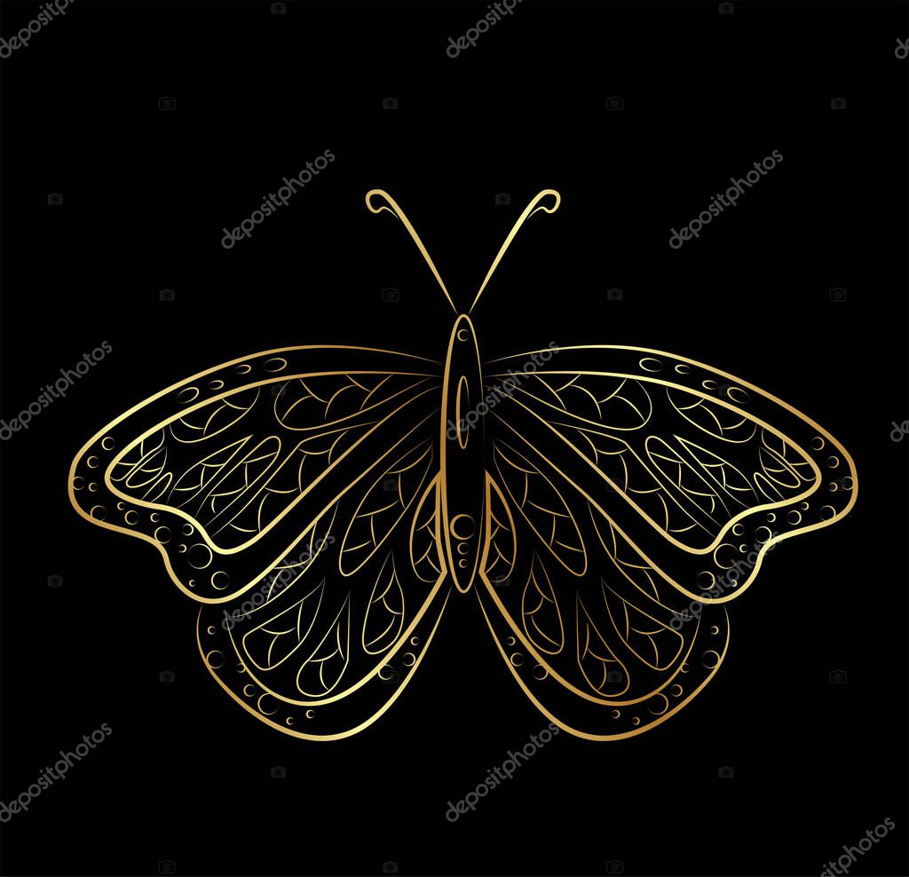Illustration in the style of line art on the theme of animalism with Monarch Butterfly.