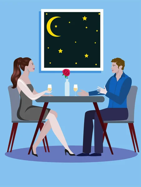 Illustration Dans Style Moderne Avec Couple Ayant Une Date — Image vectorielle