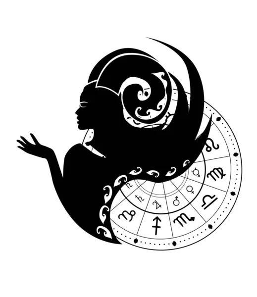 Illustrazione Segno Zodiaco Nel Colore Nero — Vettoriale Stock