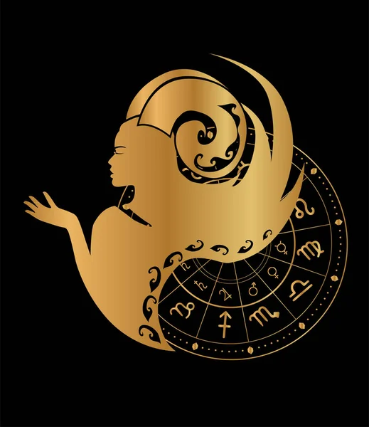 Ilustração Signo Zodíaco Cor Dourada —  Vetores de Stock
