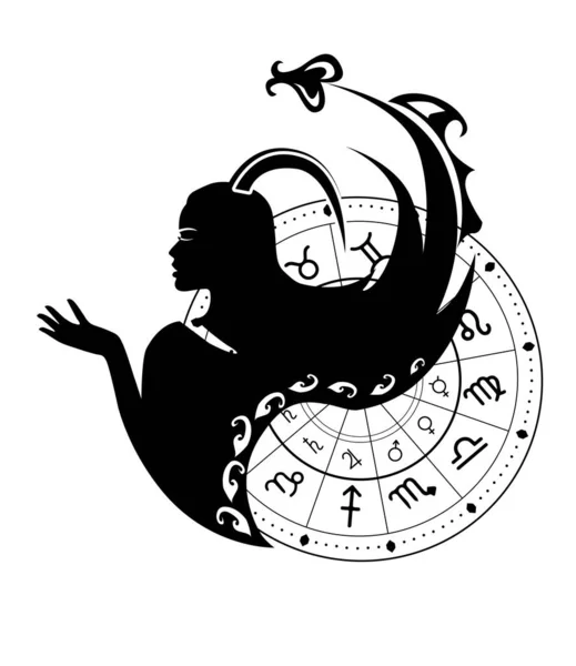 Illustration Zodiac Sign Black Color — Stock Vector