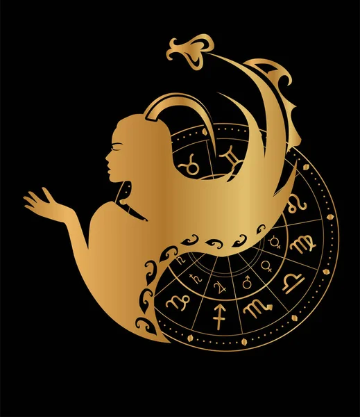 Illustration Zodiac Sign Gold Color — Stock Vector