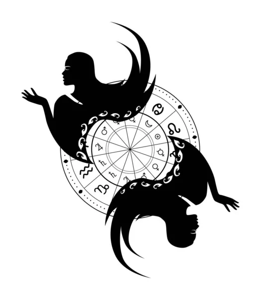 Illustrazione Segno Zodiaco Nel Colore Nero — Vettoriale Stock