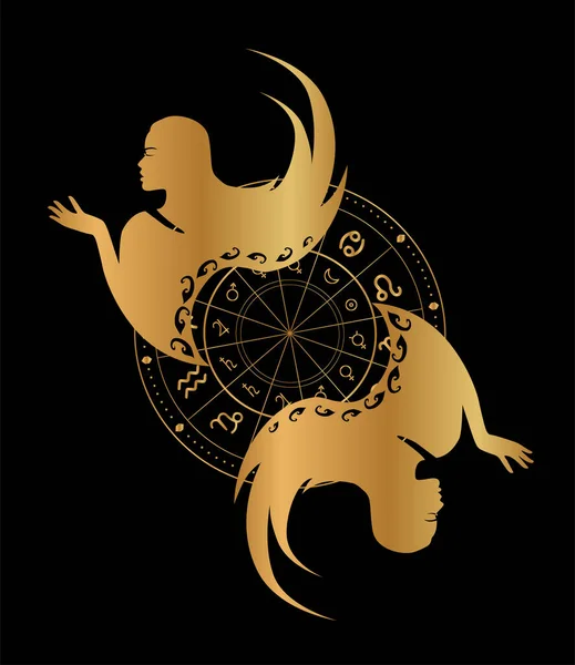 Illustration Zodiac Sign Gold Color — Stock Vector