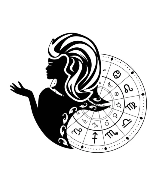 Ilustracja Znak Zodiaku Kolorze Czarnym — Wektor stockowy