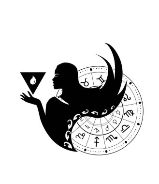 Resim, siyah renkli burç işareti..