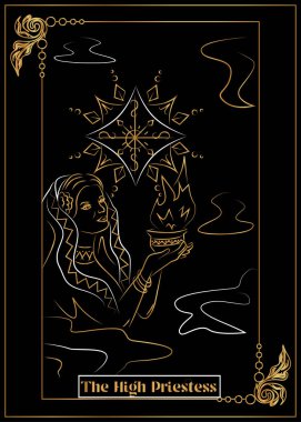 İllüstrasyon - Tarot için - Başrahibe.