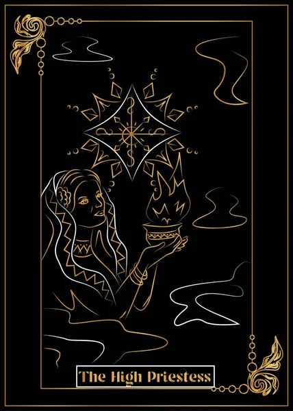 Illustration Carte Pour Tarot Grande Prêtresse — Image vectorielle