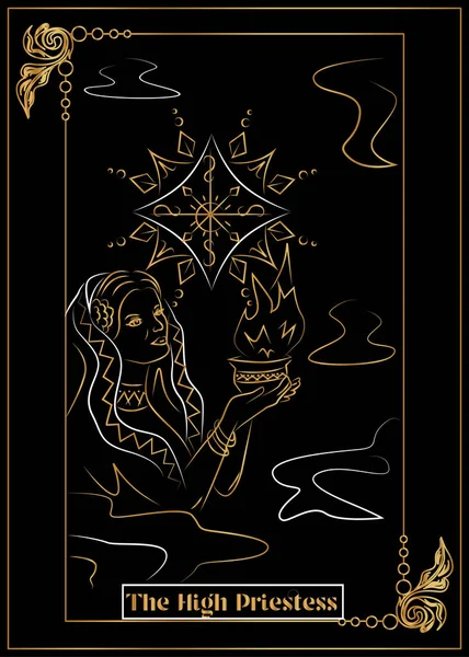 Illustration Kort För Tarot Översteprästinna — Stock vektor