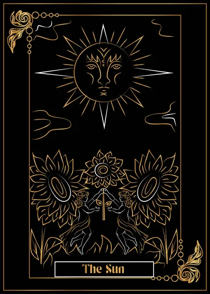Illustration Card Tarot Sun — Stock Vector