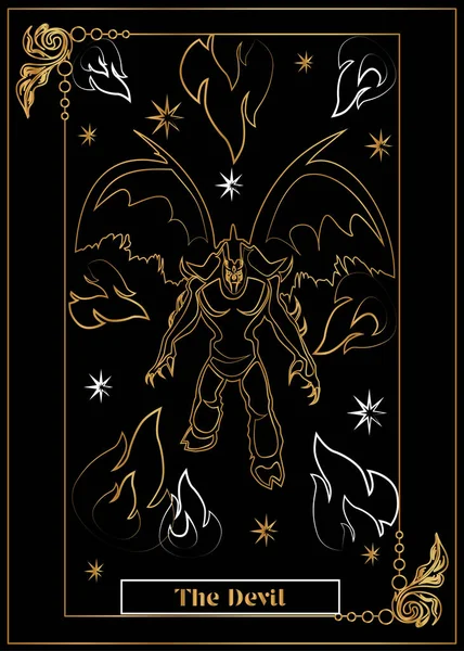 Ilustración Tarjeta Para Tarot Diablo — Archivo Imágenes Vectoriales