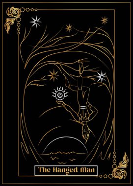 İllüstrasyon - Tarot için kart - asılan adam.