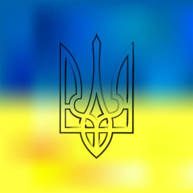 Ukrayna devletinin bayrak ve armasının vektör illüstrasyonu