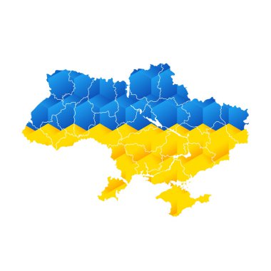 Ulusal bayrak vektörünün arka planında Ukrayna haritası