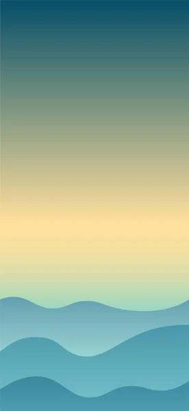 日の出の山と青と黄色のグラデーションの空とフラット平和な風景 休暇と屋外バナー レクリエーションと瞑想のポスターコンセプト セレニティベクトルイラスト背景 — ストックベクタ