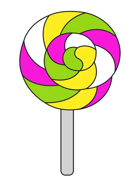 Färgglada Godis För Barn Lollipop Isolerad Bakgrund Vektor Platt Illustration — Stock vektor
