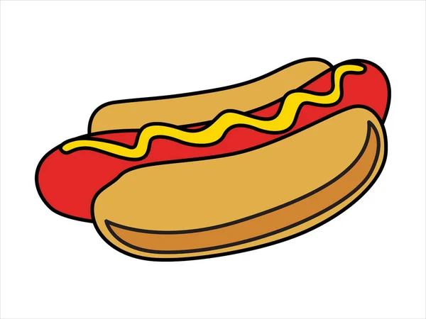 American Hot Dog Gebratene Wurst Brötchen Mit Soßen Fast Food — Stockvektor